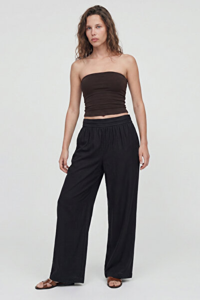 Babushka Black Wide Leg Draped Trousers