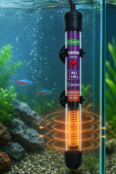 Tiny Kiwipets KPF-10590 Akvaryum Isıtıcı | Hassas Termostat & IP68 Su Geçirmez & 22-34°C Ayarlı