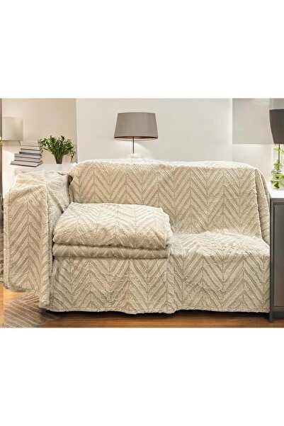 Linea Home Αντιολισθητικό γούνινο σετ ριχτάρια 3 τεμαχίων. ζικ-ζακ μπεζ ΣΕΤ Τ...