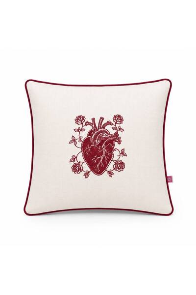 BELENAY Red Romance Heart Embroidered Throw Pillow Cover 45X45 cm Decorative ...