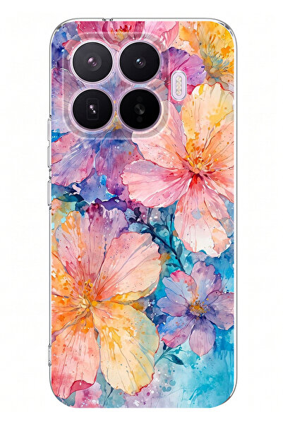 TechTree Xiaomi 17T Pro Uyumlu Renkli Çiçekler Sulu Boya Baskılı Silikon Kılıf
