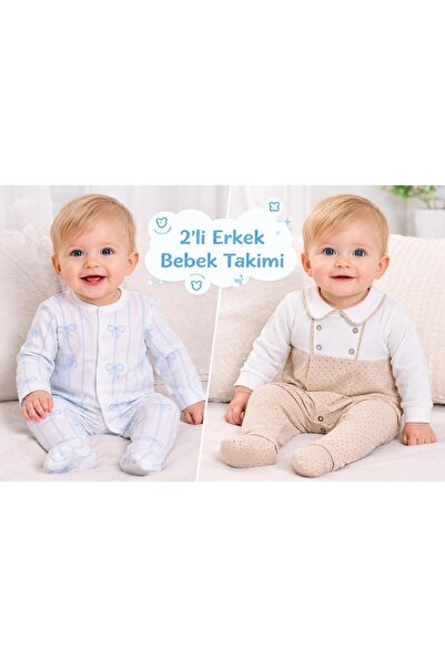 aykidsclup Baby Boy 2-Piece Jumpsuit Set 100% Cotton Newborn Baby Set with Bo...