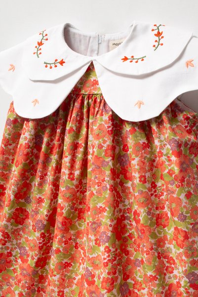 Maya And Luca Collar Embroidery Floral Pattern Summer Sleeveless Girls Dress