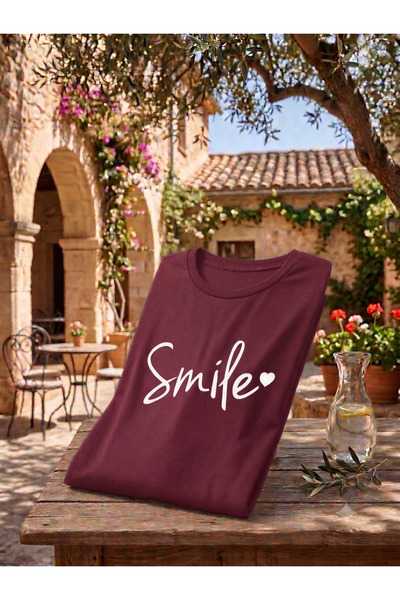KOZAİ OUTDOORS Women's Smile Printed Oversized Crew Neck T-Shirt