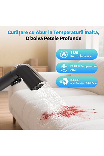 teendow Aparat de Curatat cu Abur C6 Max, 1650W, Abur 110°C, Suctiune 12kPa, ...