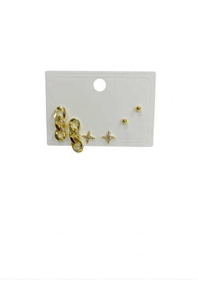Inure Jewelry Chain Detailed Six-Piece Earrings - Kp00557