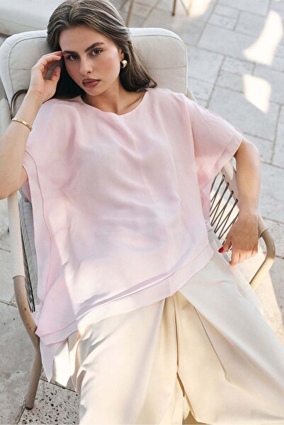 Suziş Asymmetric Cut Short Sleeve Blouse Per5107