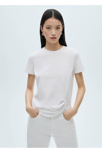MANGO Woman Knot detailed cotton T-shirt