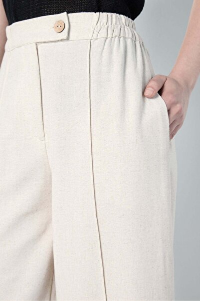 minaaise Women's natür premium linen loose fit trousers