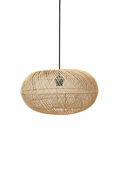 NATUREL DEKOR Rattan Küre Avize 43 cm - Bohem, Iskandinav, Modern, Doğal, Kap...