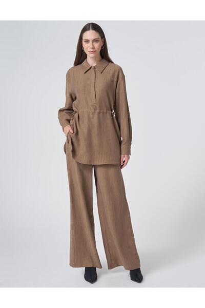 Kayra Waist Drawstring Lyocell Double Set Dark Olive