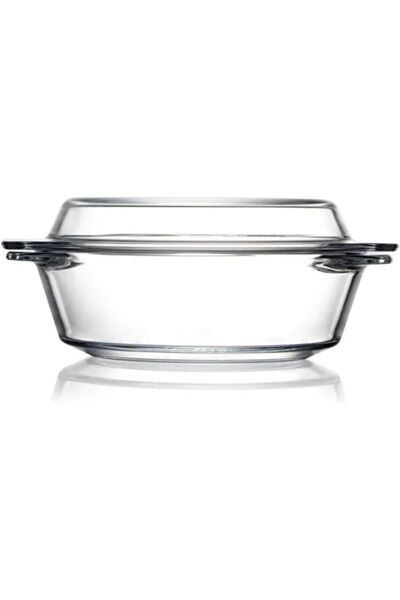 Blackstone Glass Casserole with Lid 1L, Borosilicate Round Bakeware, Oven, Mi...