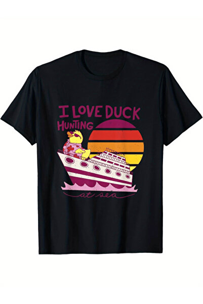 212Wear تي شيرت رجالي بتصميم "I Love Hunting At Sea" من المطاط المطبوع - قميص...
