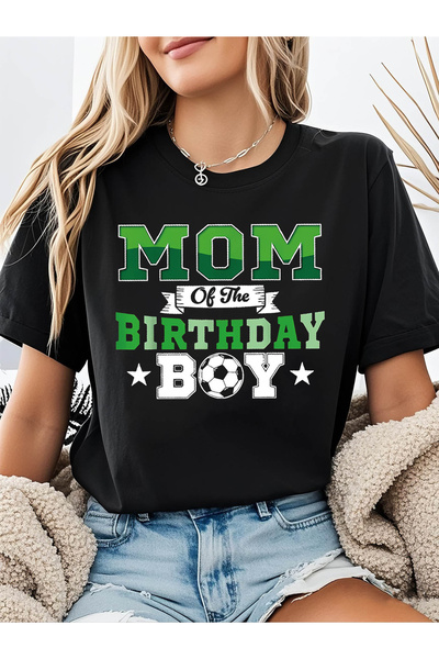 12 Teknoloji تي شيرت نسائي بطبعة "MOM OF THE BIRTHDAY" لكرة القدم - مناسب لأع...