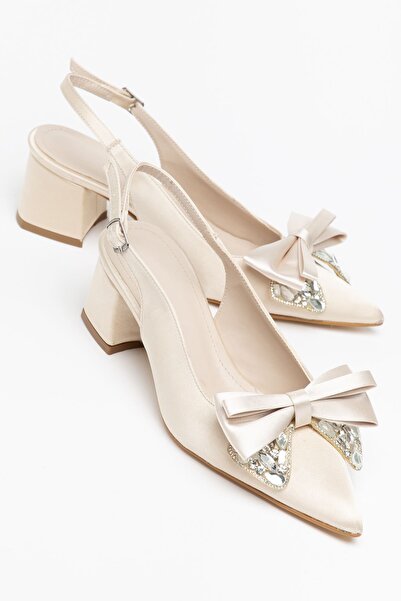 Hayalimdeki Ayakkabı Vesper Women's Beige Satin Stone Buckle Casual Classic H...