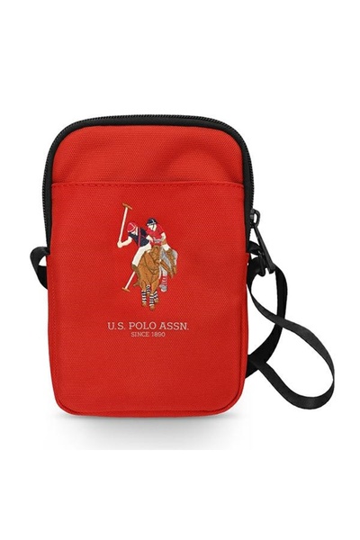 U.S. Polo Assn. Geantă universală din nailon cu broderie Polo, roșie, 18 x 12...