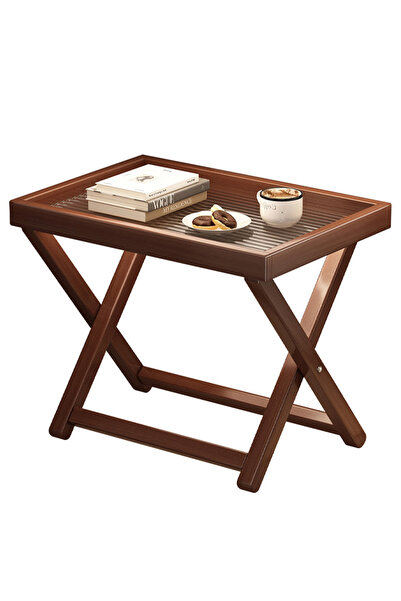 Generic Folding Solid Wood Side End Table X Frame Portable Couch Snack Nights...