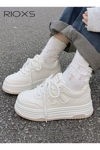 RIOXS Women's Platform Sneakers, Lightweight Leather Thick Soled Casual Shoes...