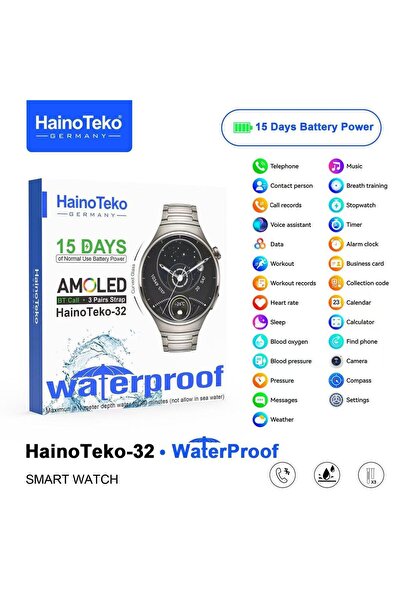 HAINOTEKO Germany Haino Teko-32 Waterproof Smartwatch With Curved AMOLED Disp...