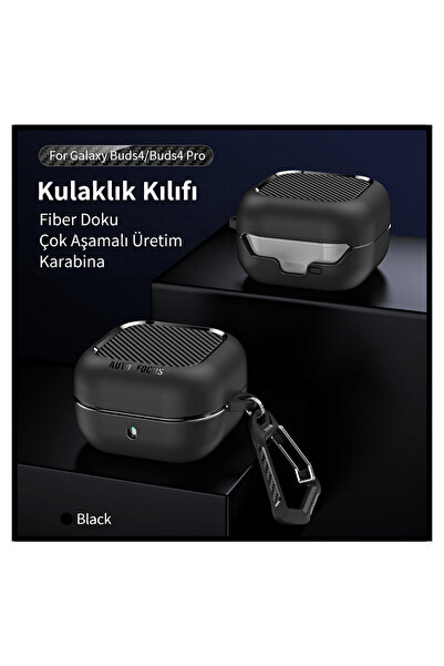 EWEC Samsung Galaxy Buds 4 / Buds 4 Pro Uyumlu Karbon Fiber Hybrid Polymer Technology Darbeye Dayanıklı Kulaklık Kılıfı
