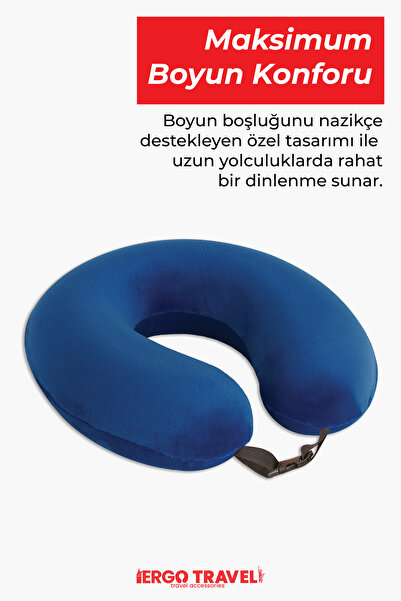 ergo travel Wellfort Ortopedik Seyahat Yastığı Visco Boyun Destekli Seyahat Yastığı - Lacivert