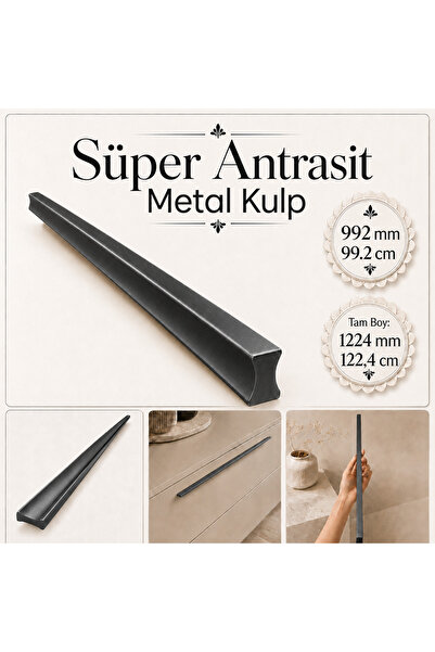 Badem10 Özen 992 mm 1224 mm Düz Süper Antrasit Mobilya Kulp Uzun Çekmece Dola...