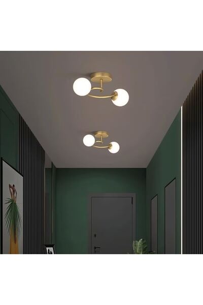 trandafi led Candelabru modern auriu, globuri de sticlă albe lucioase, 2 glob...