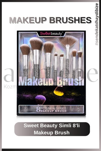 Altıntepeshop Gri Simli 8'li Makeup Brush