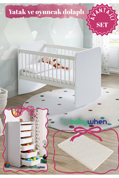 Babywhen Bebek Beşiği Park Yatak Oyuncak Dolaplı Avantajlı Set Kademeli Salla...