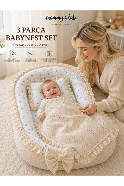 Mommyslab Babynest Set of 3 Baby Bedding- Bedding Pillow Pike 100% Cotton
