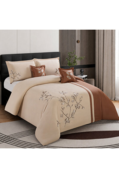 essentialneedforall 6 PCS EMBROIDERY COMFORTER KING SIZE SET MICROFIBER COTTO...