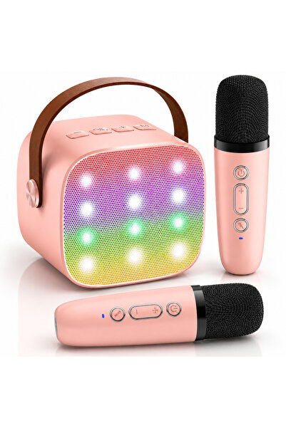 Companiero Boxa Karaoke Pentru Copii Cu 2 Microfoane Wireless, Bluetooth, Lum...