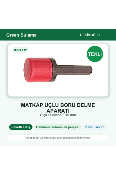 HEKİMOĞLU Drill Bit Pipe Drilling Apparatus 16 mm Single Package Code 412