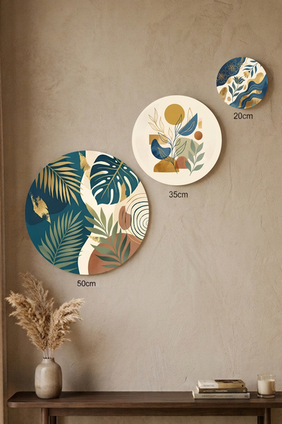 visdora 3-Piece Round Canvas Painting Set - 50cm 35cm 20cm Modern Living Room...