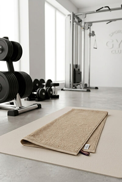 Ellia Soft Gym Single 100% Cotton Sports Towel Beige 30X110 cm