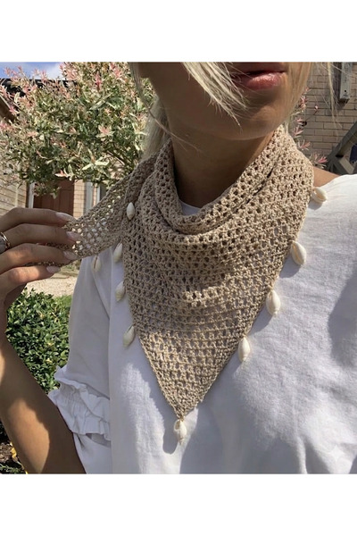 Fiamoss Kadın File Örgü Fular Yazlık Bandana Plaj Uyumlu