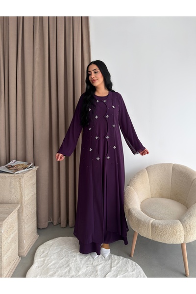 Missrosemoon Yeni Sezon Büyük Beden Tesettür 2’li Elbise Takım – Uzun Hırka v...