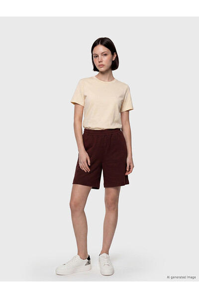 LC Waikiki Burgundy Elastic Waist Soft Touch Women's Shorts