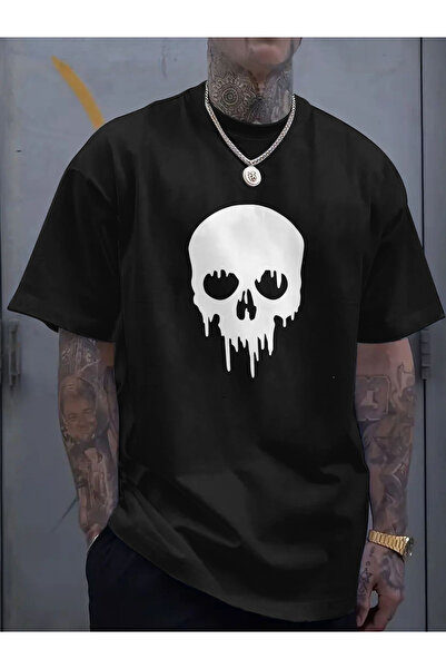 12 Teknoloji Men's Casual Skull Pattern Printed T-Shirt, Elastic Fiber Blend,...