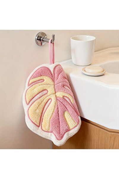 Choice Pink Plant leaf hand towel, wall-mounted for kitchen, bathroom, and sh...