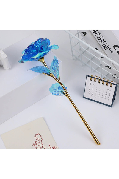 Choice3 8pcs Blue 8pcs Colorful Golden Foil Flower Everlasting Rose Artifical...