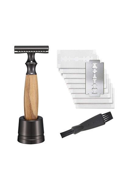 Choice Razor And Stand Safety Razor Made of Olive Wood for Men and Women Incl...