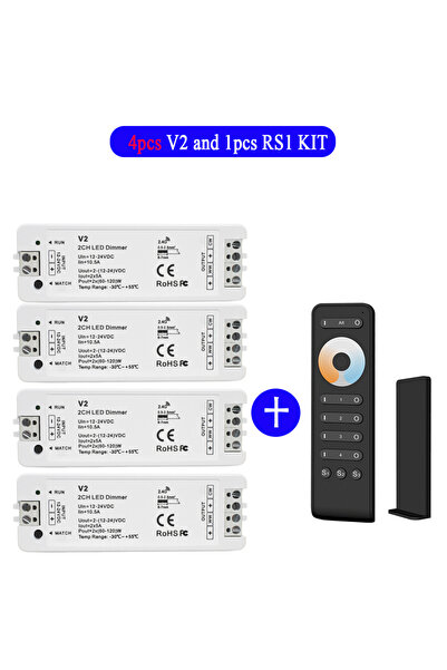 Choice3 4xV2 and RS2 KIT 4 Zone CCT LED Dimmer Kit DC 12V 24V 2CH Dual Color ...