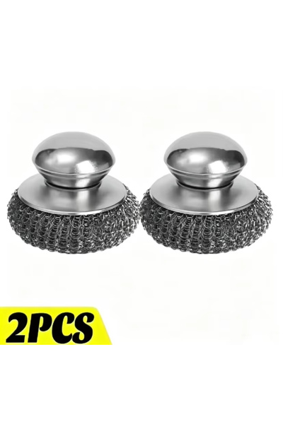 Choice black Stainless Steel Pot Brush with Handle Robust Metal Ball for Dish...