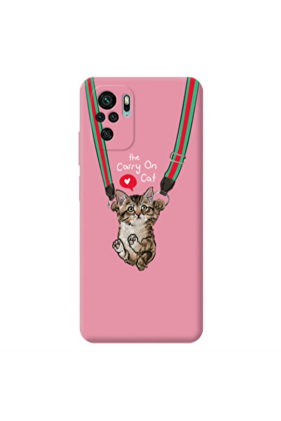 Other Xiaomi Redmi Note 10S Swinging cat Pink Colored Silicone TPU Θήκη
