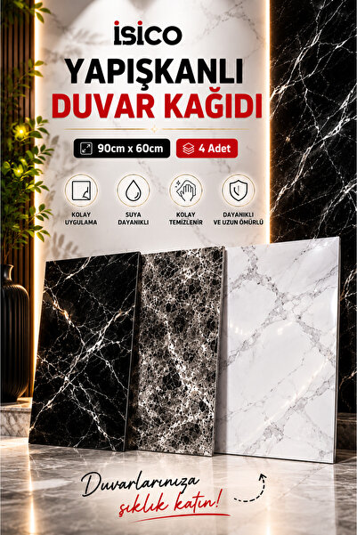 CMT KENDİNDEN YAPIŞKANLI DUVAR KAĞIDI - 30X60 CM - 4 ADET - 0,72 m²
