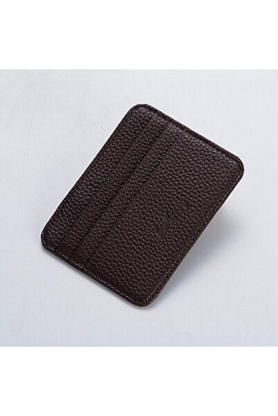 Choice4 Deep Coffee 1Pcs Lychee-Patterned Ultra-Thin Card Holder with Id Wind...