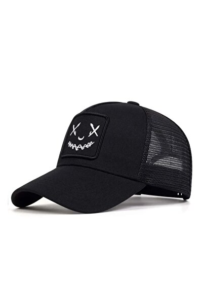 choice2 54cm-60cm Black Unisex Baseball Cap Smile Face Patch Pattern Caps Men...