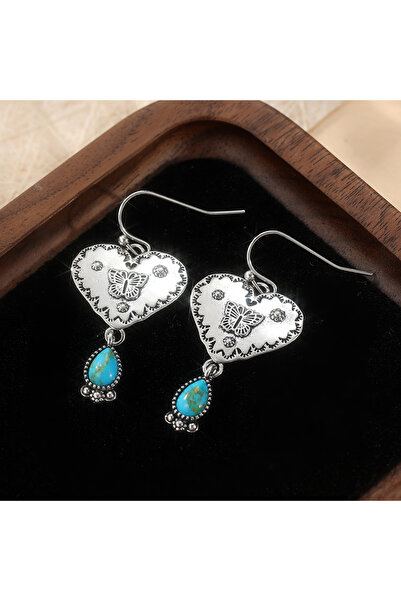 Choice Blue-green T797 Bohemian Style Hand Carved Synthetic Turquoise Inlaid ...