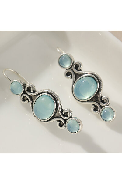 Choice Blue A075 Bohemian Style Charm Inlaid Synthetic Moonstone Silvery Drop...